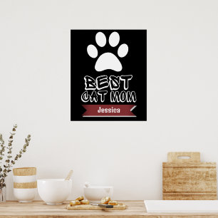 Póster mejor mamá gata, mamá mamá mamá nombre personaliza