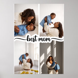 Póster Mejor Mamá Personalizada 4 Collage de fotos