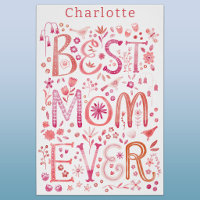 Mejor Mamá Personalizado Arte Floral Acuarela