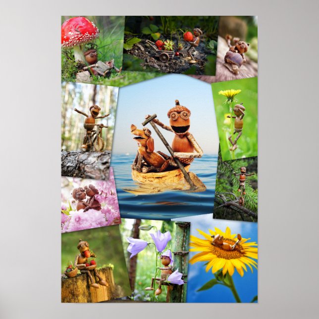 Póster Mejor mosaico de fotografías de elfos de bellota (Frente)