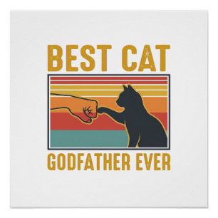 Póster Mejor padrino de gato jamás diseño de vector de ga