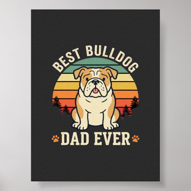 Póster Mejor papá Bulldog Retro Vector (Frente)