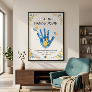 Póster MEJOR PAPÁ CON MANOS ABA Watercolor Familia Huella