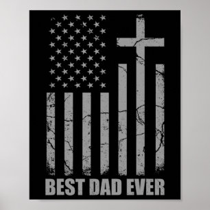 Póster Mejor Papá Cristiano Patriótico de EE. UU. Bandera