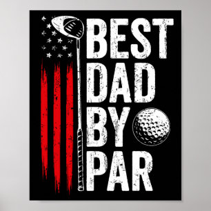 Póster Mejor Papá de Golf Por Par Papá Golfista Bandera A