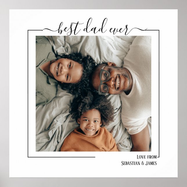Póster Mejor Papa nunca foto personalizada y texto (Frente)