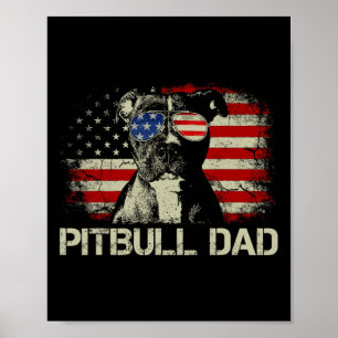 Póster Mejor Papá Pitbull Jamás Camisa Bandera Americana 