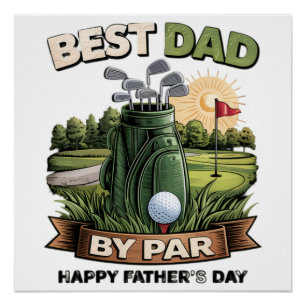 Póster Mejor Papá Por Par Papá Golf Divertido