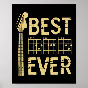 Póster Mejor Papá Vintage Guitarra Acorde Guitarrista Pap