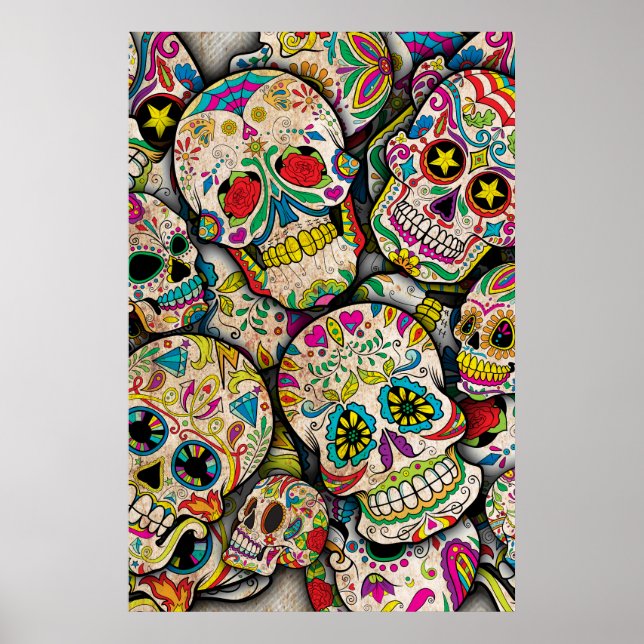 Póster Mejor patrón de cráneo de azúcar en venta (Frente)
