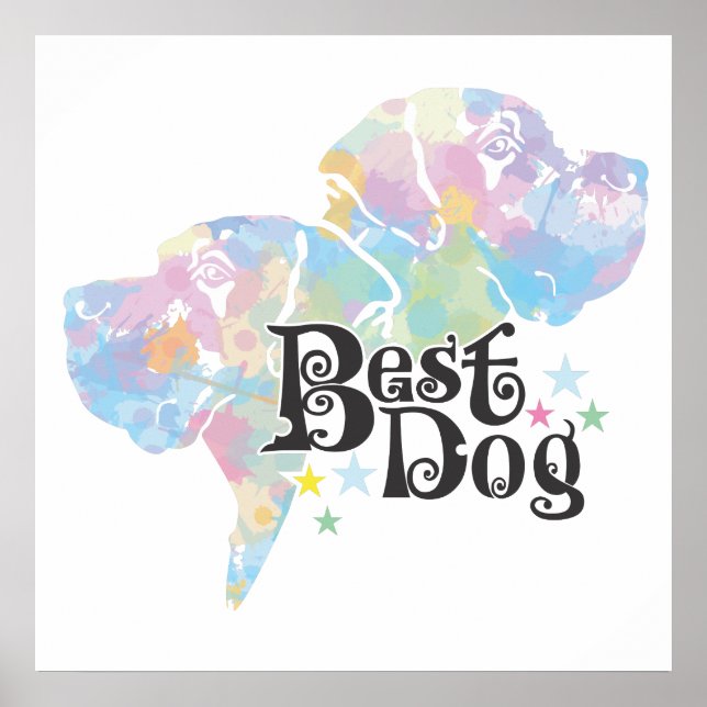 Póster Mejor Perro "coloreado" (Frente)
