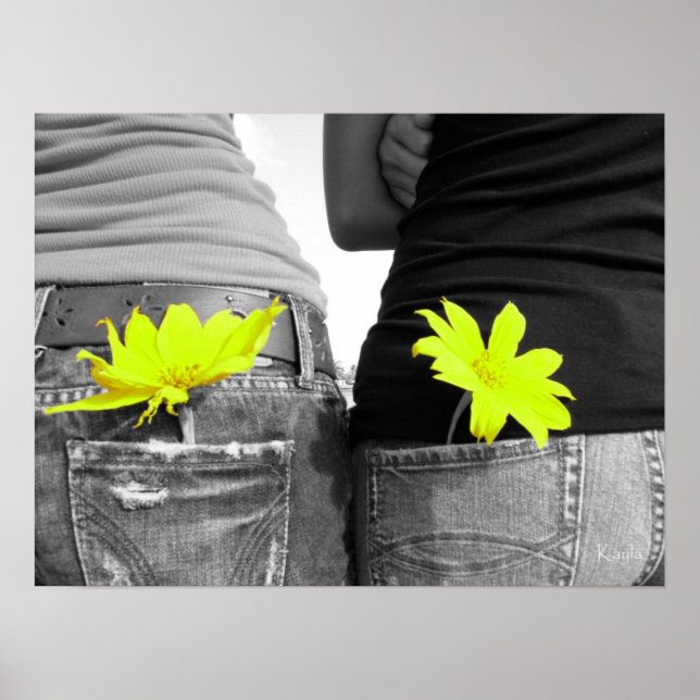 Póster Mejor Poster de amigos negro y blanco (Frente)