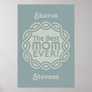 Póster MEJOR poster de monograma personalizado MOM