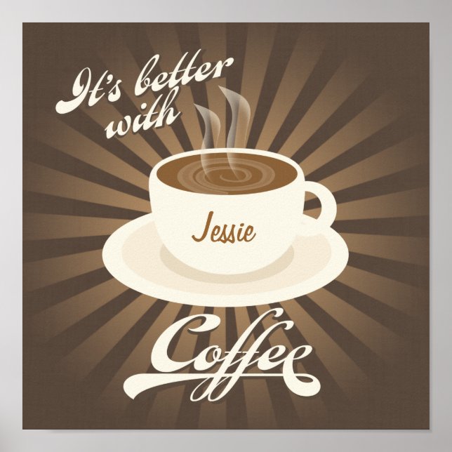 Póster Mejor Poster retro diner con café (Frente)