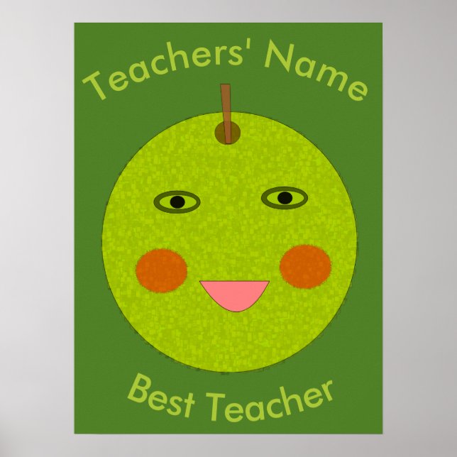 Póster Mejor profesor feliz Poster de Apple (Frente)