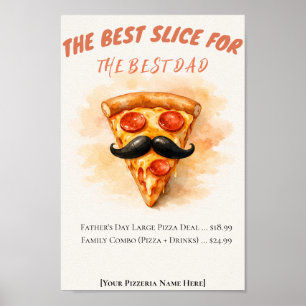 Póster Mejor rebanada de pizza acuarela Día del Padre