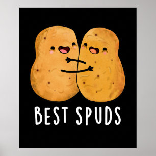 Póster Mejor Spuds Funny Mejor Buddies Potato Pun Dark BG