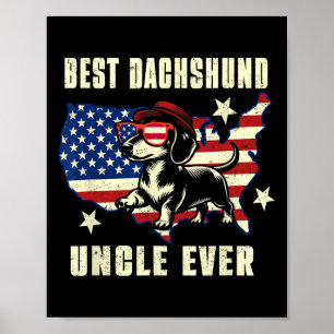 Póster Mejor tío Dachshund americano Bandera estadouniden