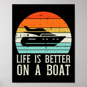 Póster Mejor vida en barco atardecer retro capitán de yat