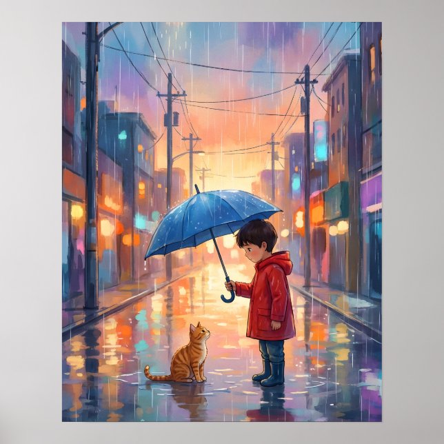 Póster Mejores amigos bajo la lluvia (Frente)