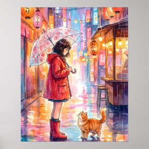Póster Mejores amigos bajo la lluvia