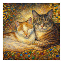 Mejores amigos gatos inspirados en Klimt