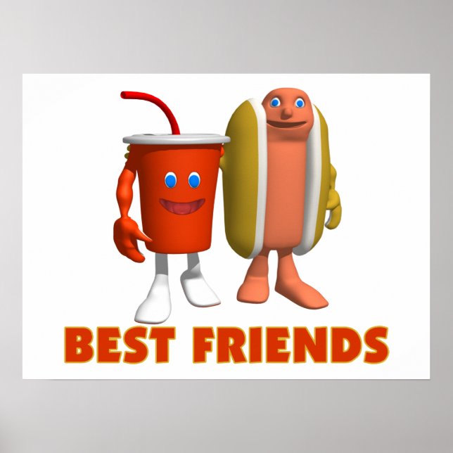Póster Mejores amigos Perro caliente y soda (Frente)