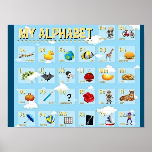 Póster MEKIMI - Diseño Poster para alfabetos en inglés (Frente)