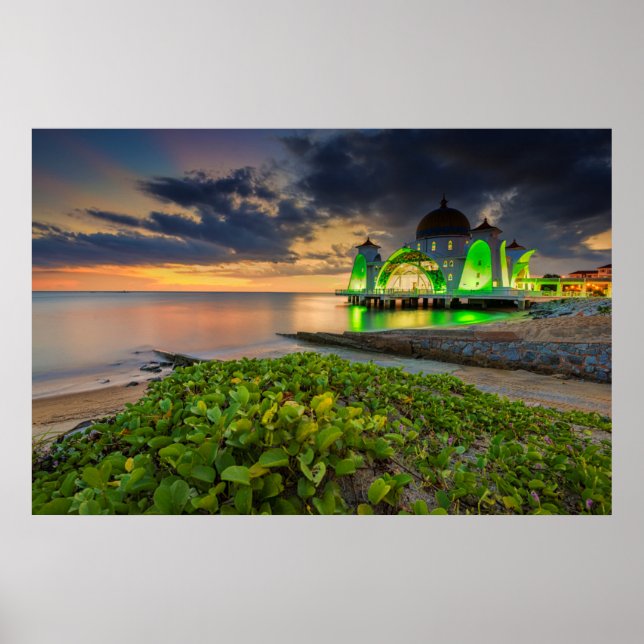 Póster Melaka durante el atardecer | Masjid Selat (Frente)