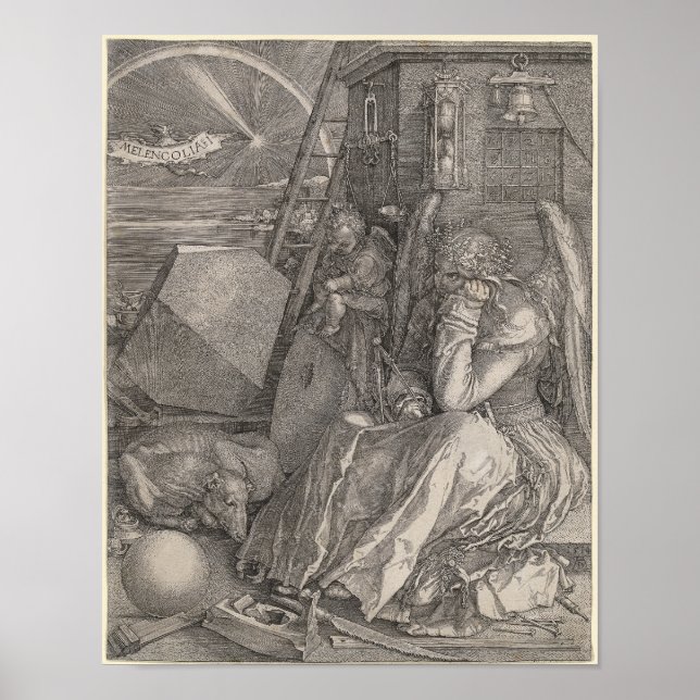 Póster Melancholia I, grabada por Albrecht Durer (Frente)