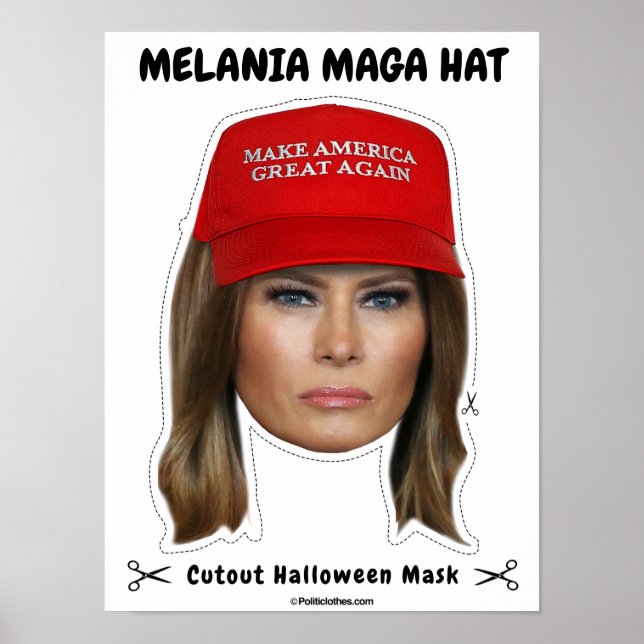 Póster Melania Trump MAGA Gorra Máscara de Halloween (Frente)