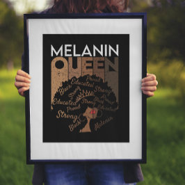 Póster Melanin Afro Queen Word Art