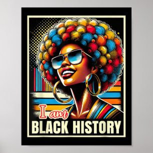 Póster Melanin Afro Reina Negra Soy Retro De Historia Neg