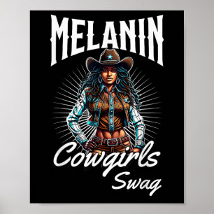 Póster Melanin Cowgirl African Melanin Black History Cowg