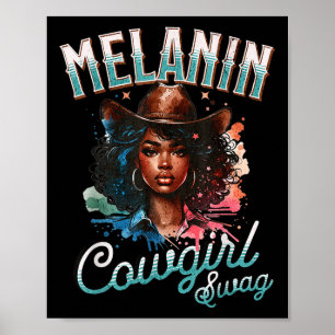 Póster Melanin Cowgirls African Melanin Bandera Estadouni