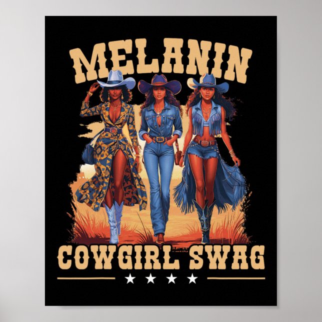 Póster Melanin Cowgirls Swag African Melanin Cowgirl Blac (Frente)