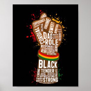Póster Melanin Fist Hand Dad African American Black Histo