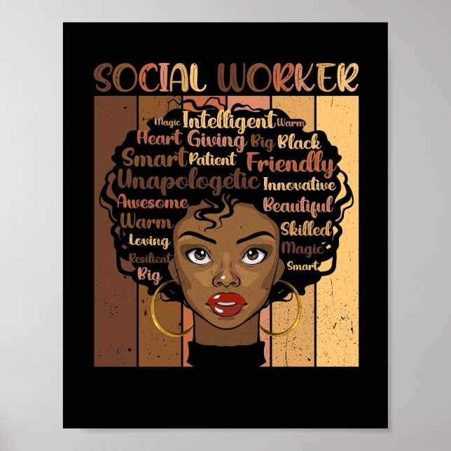 Póster Melanin trabajador social Afro Hair Black History (Frente)