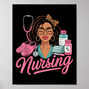 Póster Melanina negra Enfermera afro historia negra Méci