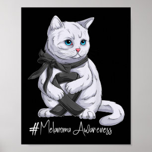 Póster Melanoma Mes de Conciencia Gato Cinta Negra