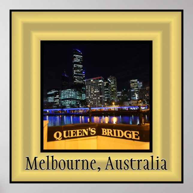 Póster Melbourne Australia CBD enciende el puente de la R (Frente)