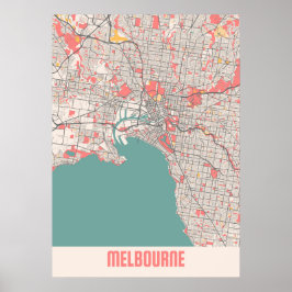 Póster Melbourne - Australia Chalk City Map