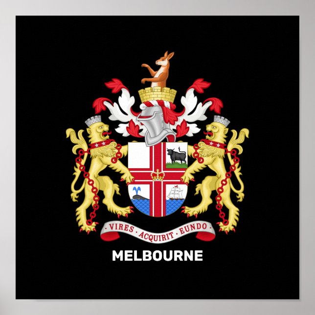 Póster Melbourne, Australia - escudo de armas (Frente)
