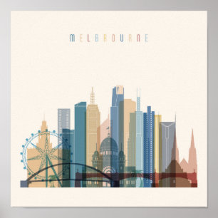 Póster Melbourne, Australia   Línea de la ciudad