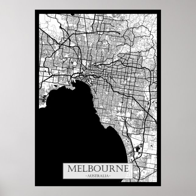 Póster Melbourne Australia Map (Frente)