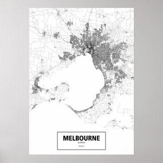 Póster Melbourne, Australia (negro sobre blanco, personal