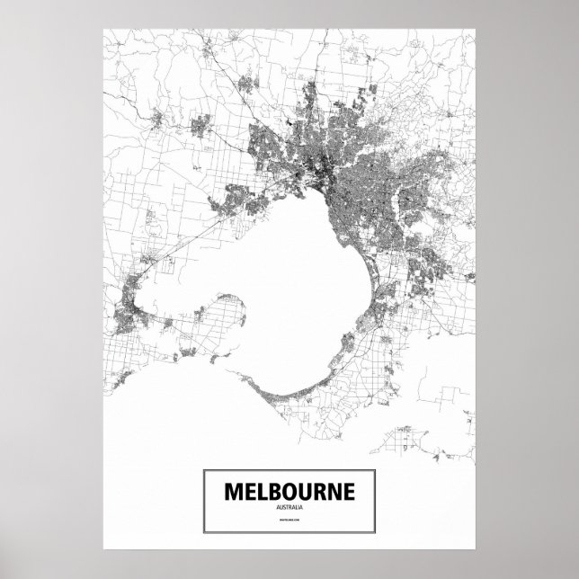 Póster Melbourne, Australia (negro sobre blanco, personal (Frente)