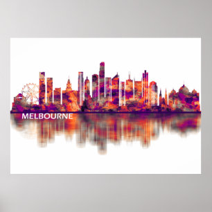 Póster Melbourne Australia Skyline