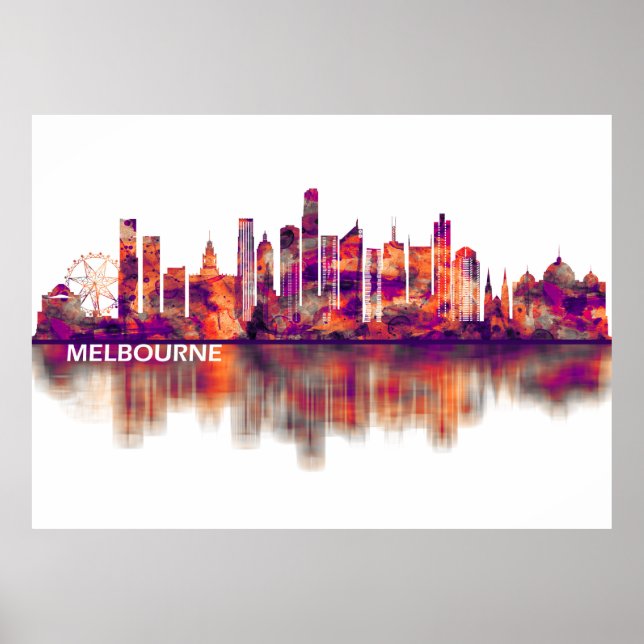 Póster Melbourne Australia Skyline (Frente)