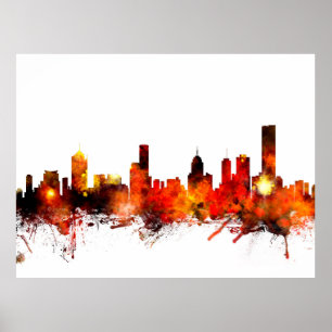 Póster Melbourne Australia Skyline